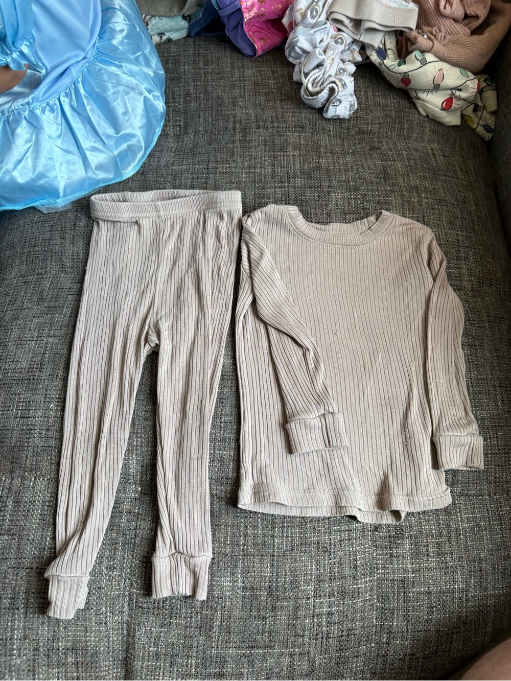 Vaenait baby Ribbed pyjama Set - Beige Taupe 18-24 Unisex